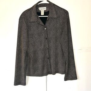 Ronni Nicole vintage button down blouse black tan women’s size 12